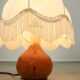 Lampe de table italienne vintage en bois et textile