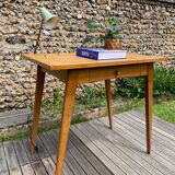 Vintage desk 1950-60 light oak compass legs