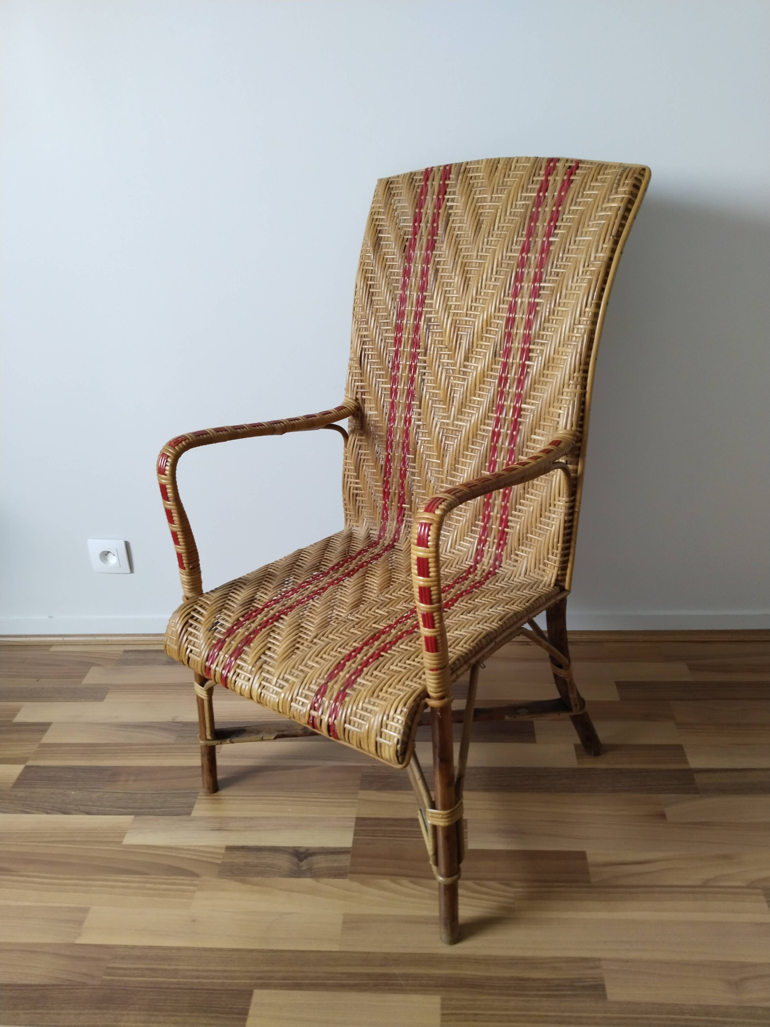 Fauteuil adulte en rotin vintage