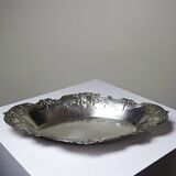 Small hollow tray, silver-plated brass cup, antique rococo style