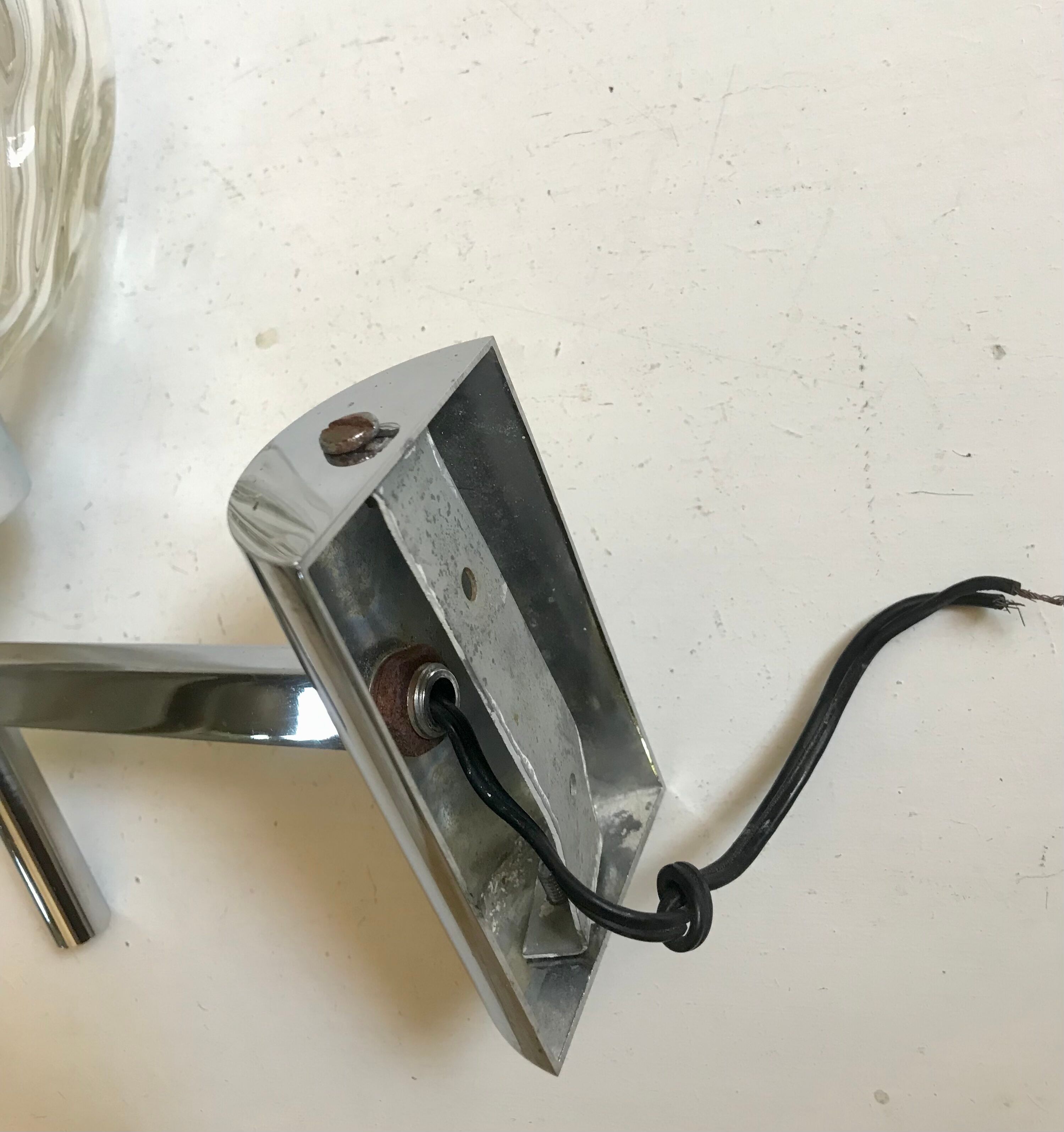 Chrome and vintage glass sconce