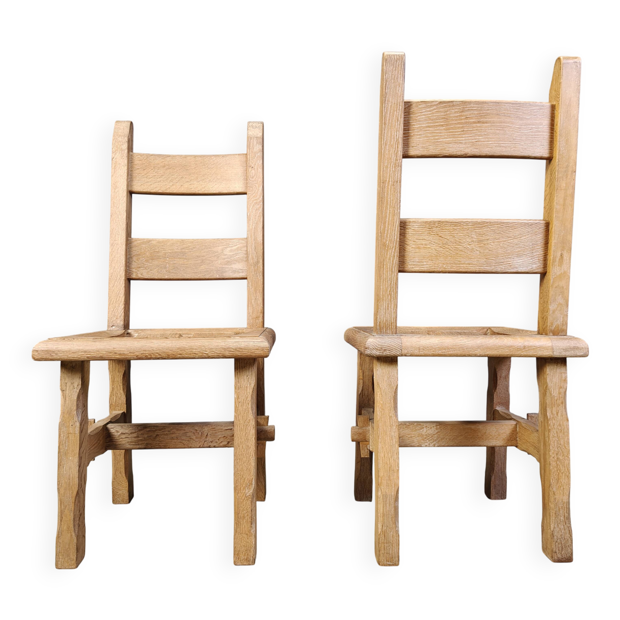 Vintage oak  brutalist dining chairs, 1960s