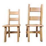 Vintage oak  brutalist dining chairs, 1960s