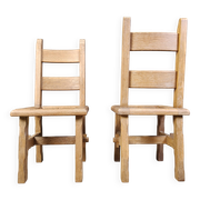 Vintage oak  brutalist dining chairs, 1960s