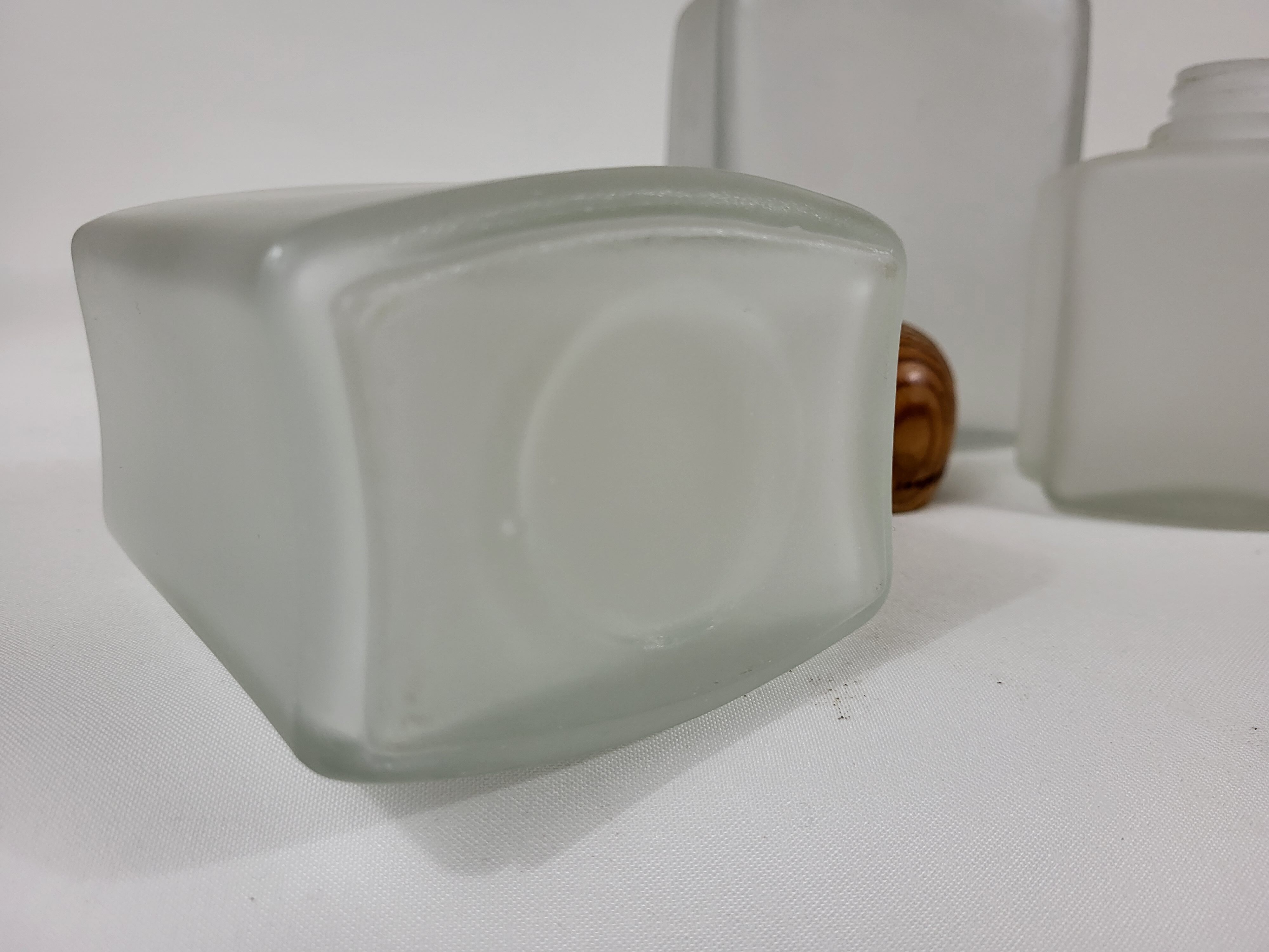 Set of 3 vintage frosted glass bottles