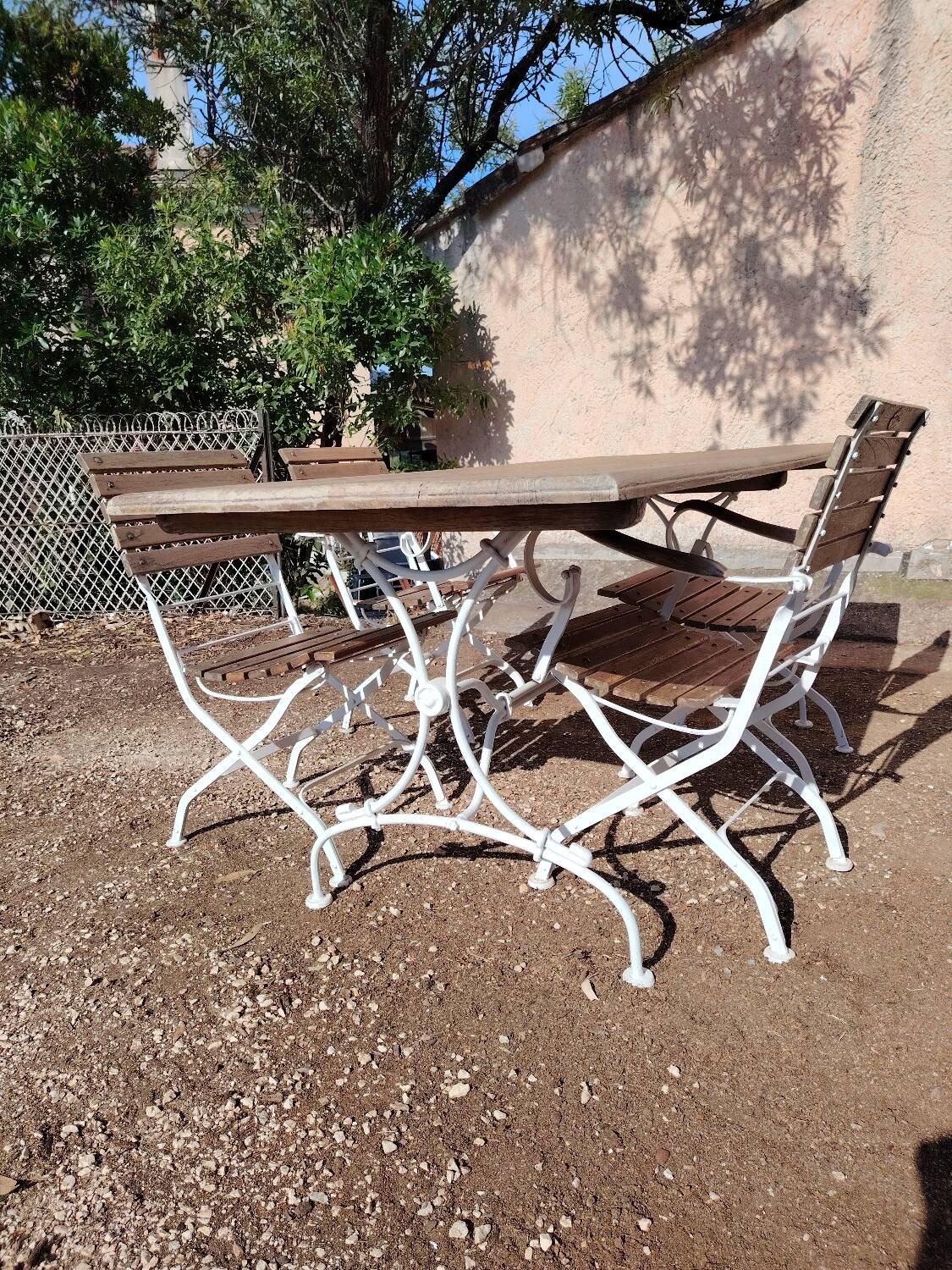 Old vintage wrought iron art nouveau garden furniture