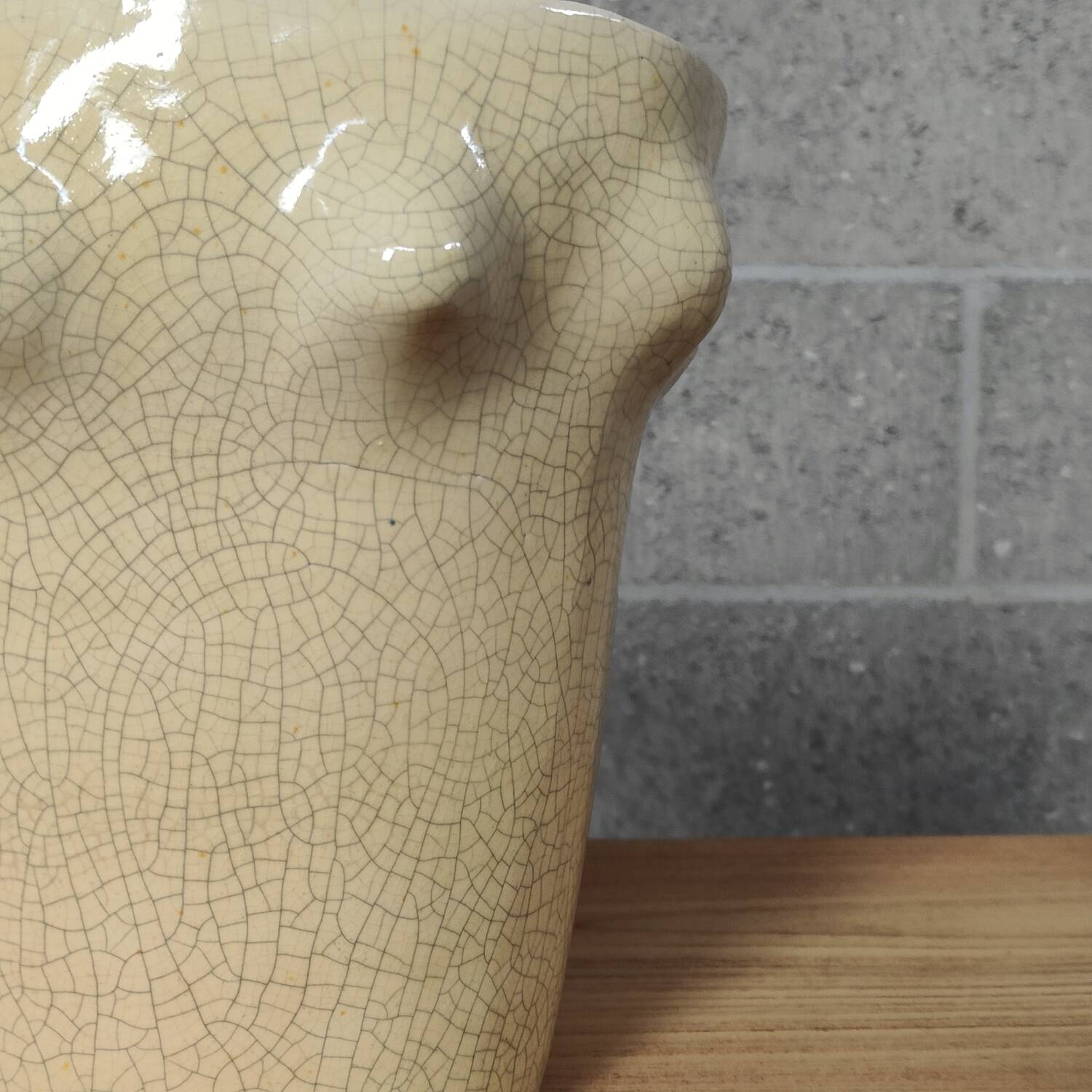Cracked ceramic vase organic shape 1970