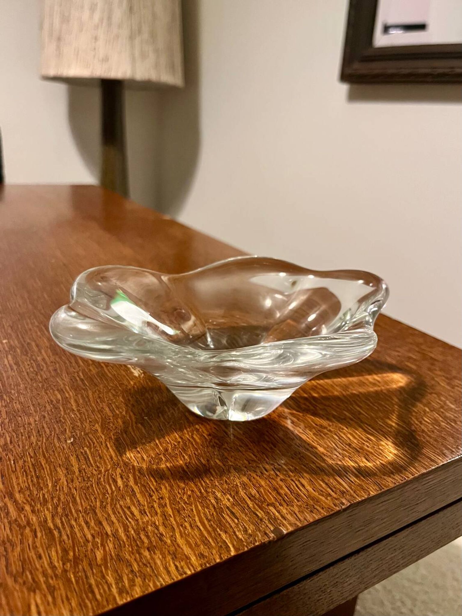 Crystal trinket tray signed Daum France