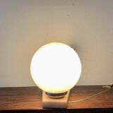 Art Deco pink marble and glass bedside lamp with photo holder