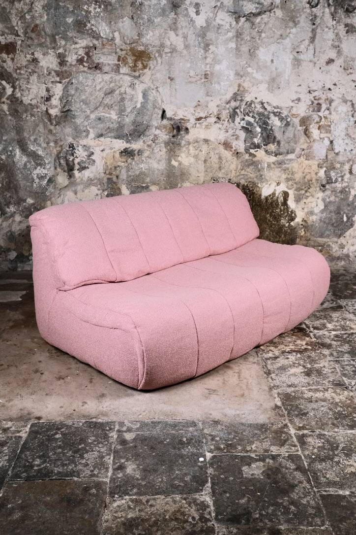 Canapé vintage rose, made in France, 1980s