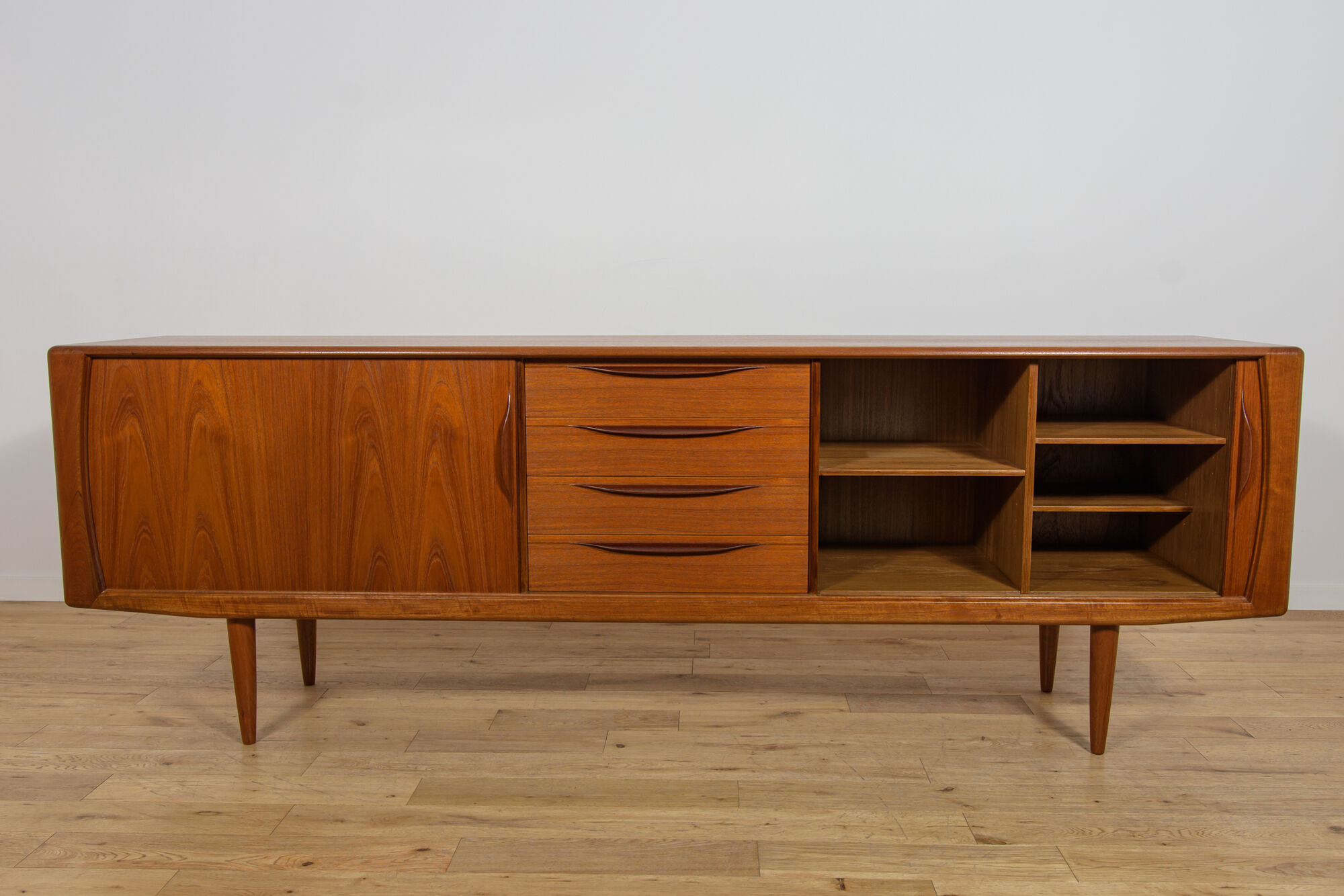 Mid-Century Large Teak Tambour Door Sideboard, Denmark, 1960s