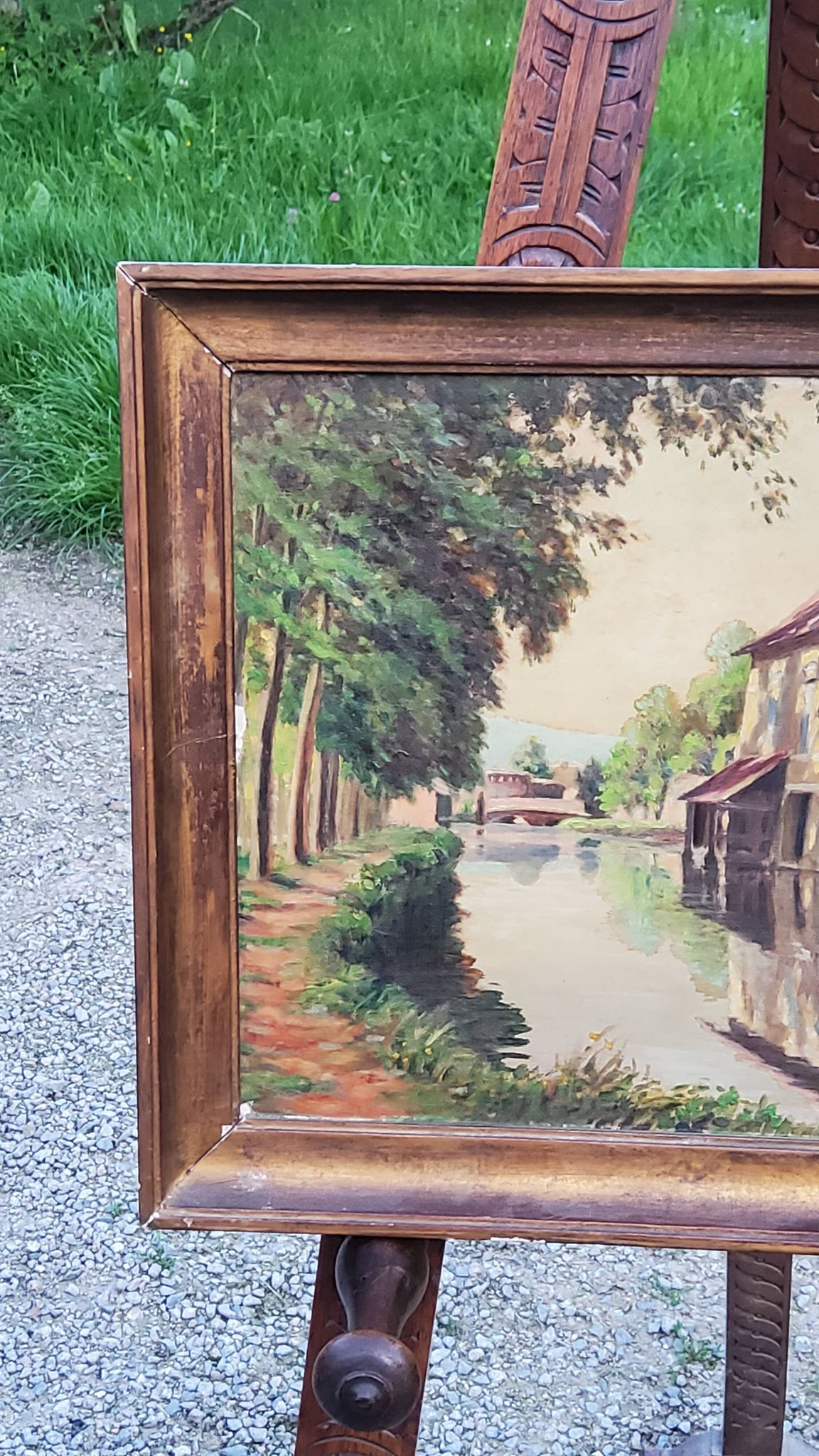 Oil on landscape panel Étampes May 1929 CLAUDE MIRBEL