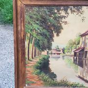 Oil on landscape panel Étampes May 1929 CLAUDE MIRBEL