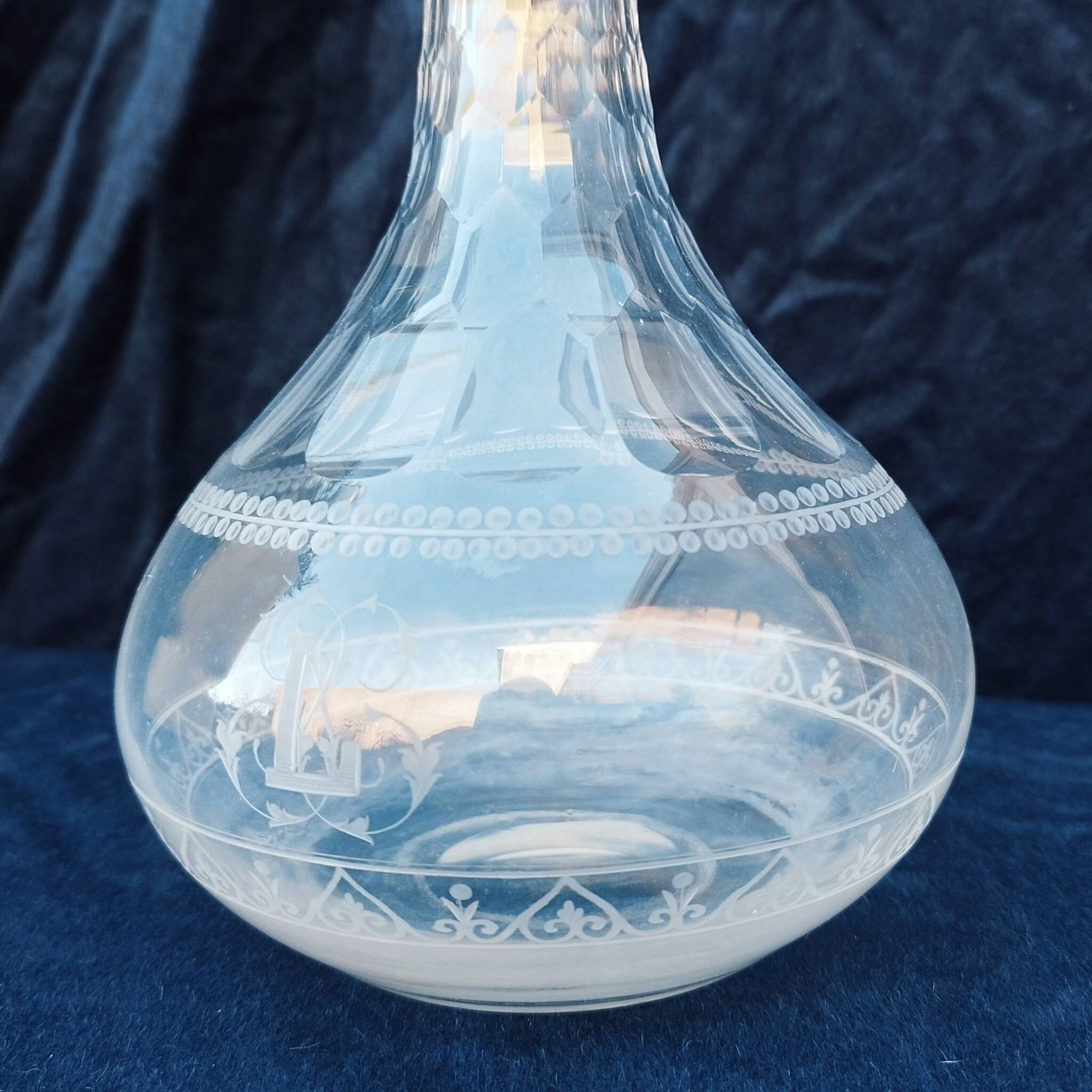 Baccarat crystal carafe monogram 19th century