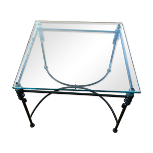 Table basse en fer forge - dessus verre