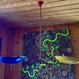 Chandelier, Italian suspension, entirely in brass, from the 50s