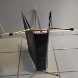 Magazine holder patinated golden metal skaï black