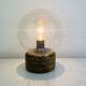 Lampe brutaliste bois massif et globe verre bullé, Temde Leuchten, 60