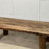 Sturdy old industrial coffee table in oak