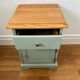 Bedside table, sage green – natural wood top