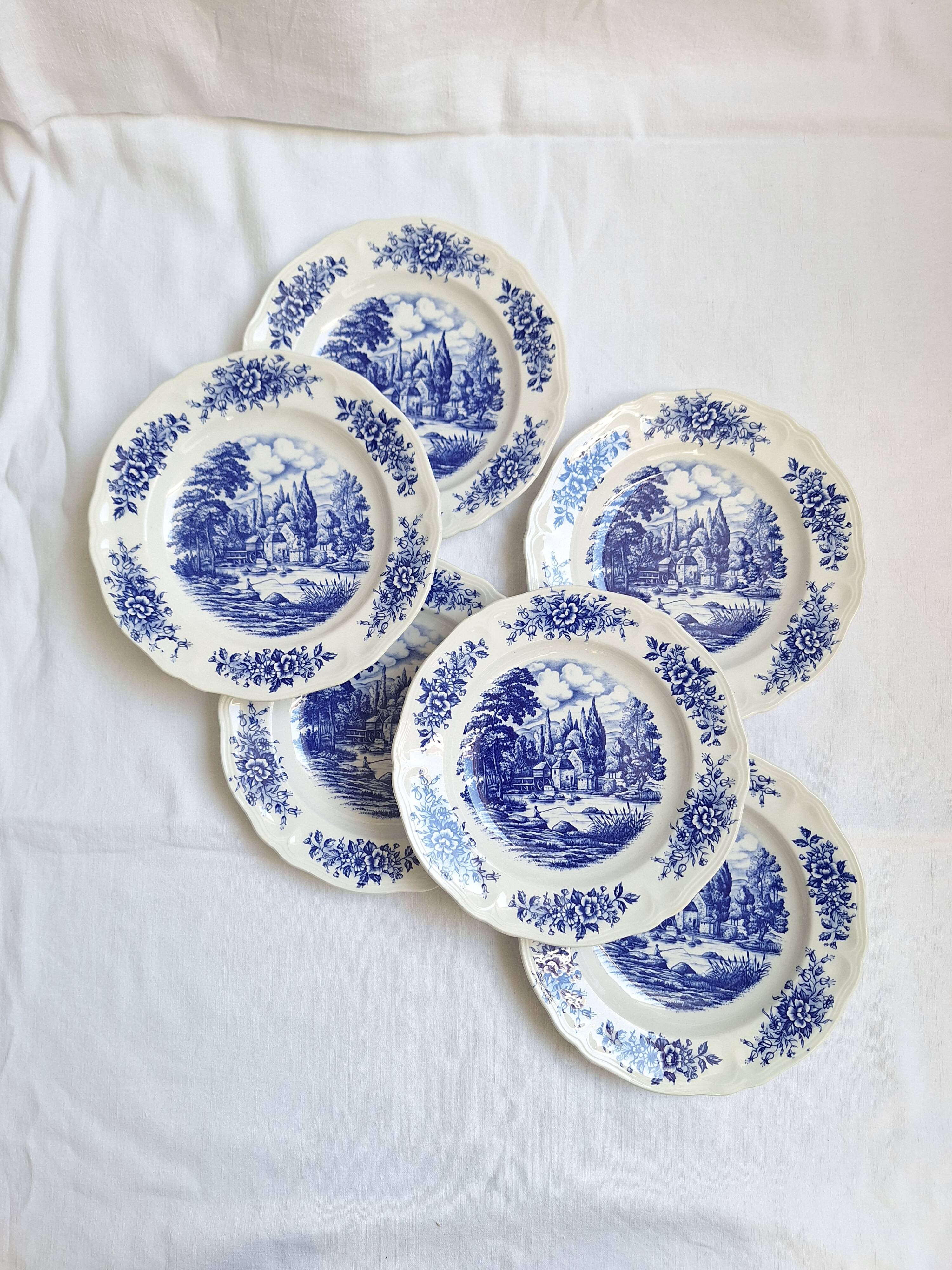 Assiettes creuses Moulin des Loups bleu