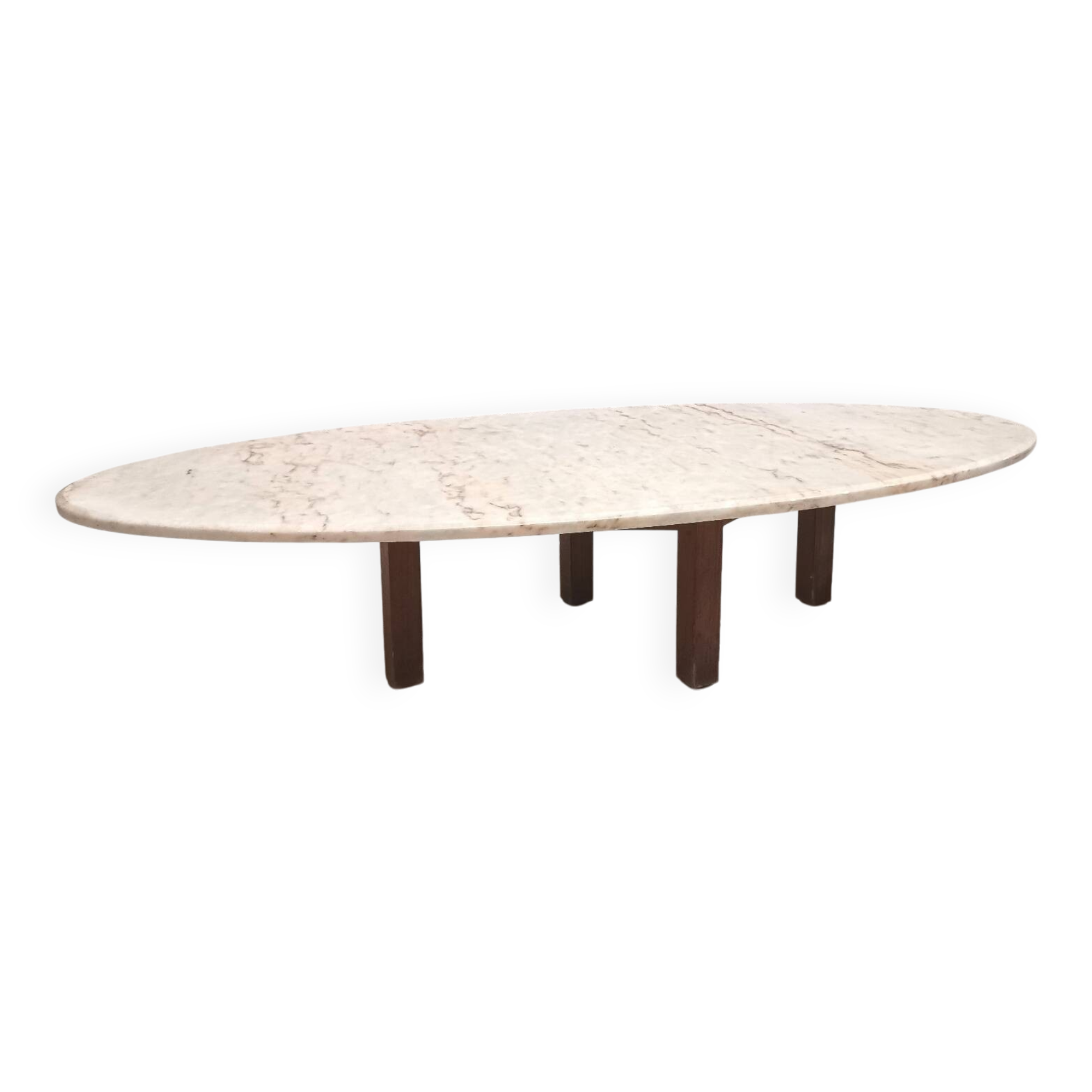 Large oval marble coffee table, 1960