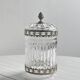 Condiment pot, crystal and metal sugar bowl.