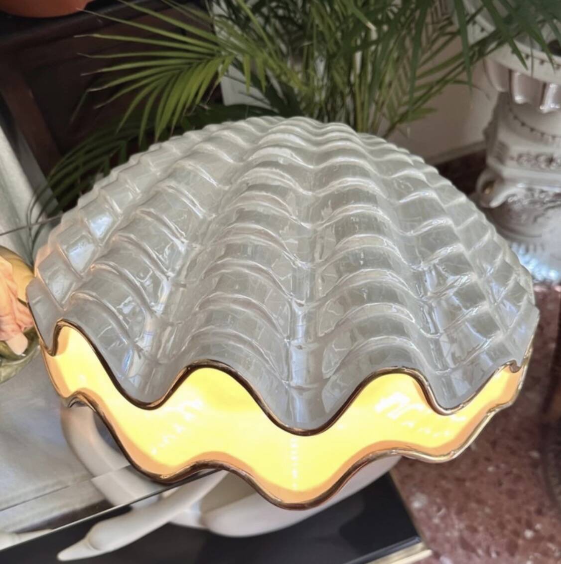 Paire de lampes en céramique nacrée en forme de coquillage, BON DÍA, années 60
