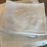 Tablecloth and 12 towels.damask fabrics .embroidered JC
