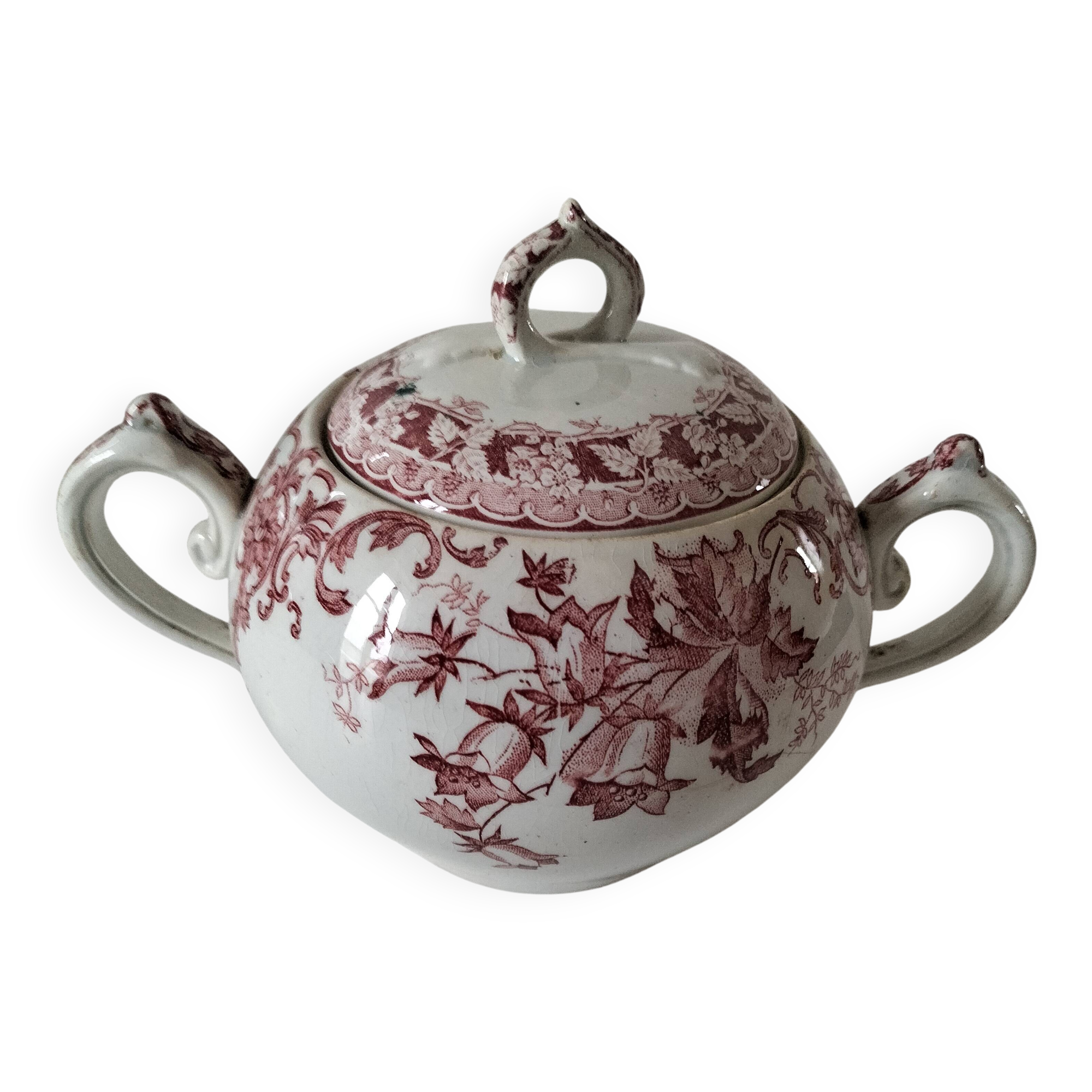 Saint-Amand & Hamage antique sugar bowl – Campanule rouge model