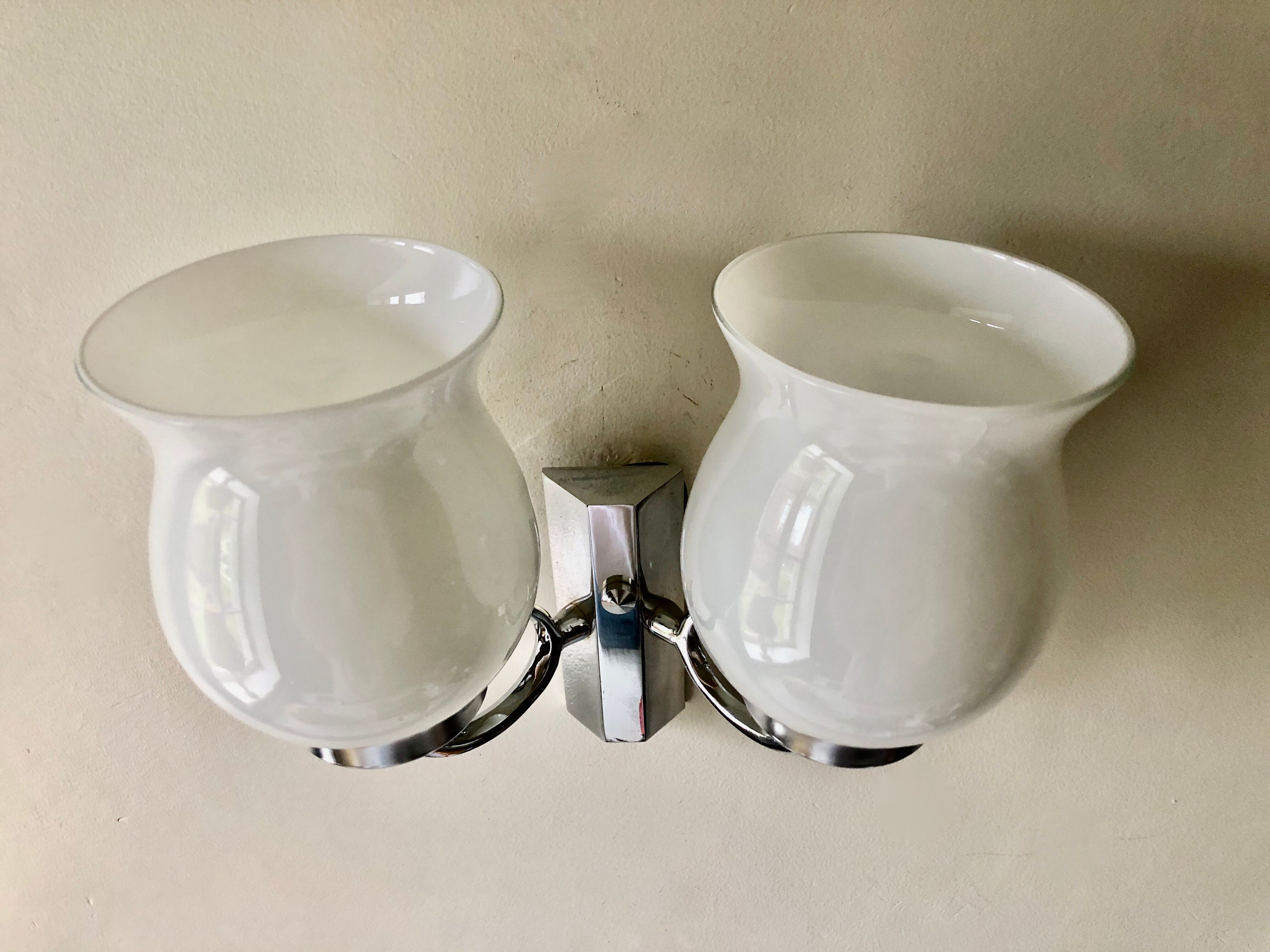 Double wall lamp in chromed metal 1970