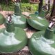 Set of 7 green industrial lamps in good condition, 1970s