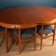 "Roundette" teak dining table & 6 chairs by  Hans Olsen for Frem Rølje 1960