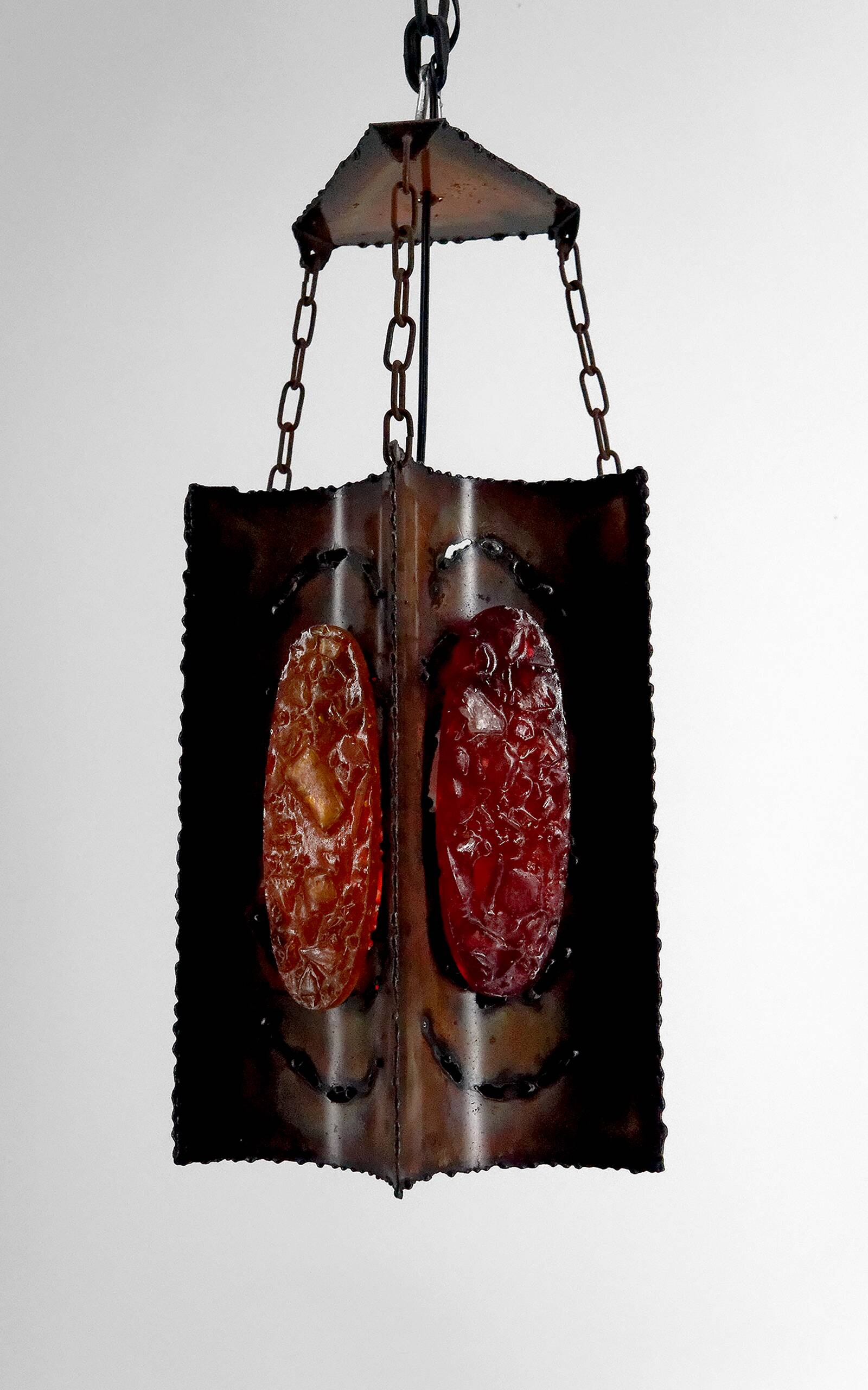 Suspension, Potiers d'Accolay, Patinated Copper and Fractal Resin, Circa 1970