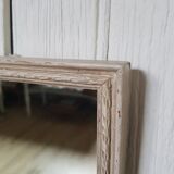 Small patinated wooden linen mirror