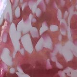 Boule Vase/Clichy Glassware. Scalloped collar. Variegated pink/white. Dim 20 x 15 cm