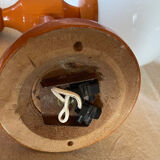 Vintage wooden globe wall light in white glass