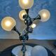 Unique table lamp with a chrome frame and opaque glass globes, 1970s, Space Age, Atomic Age, Sputnik