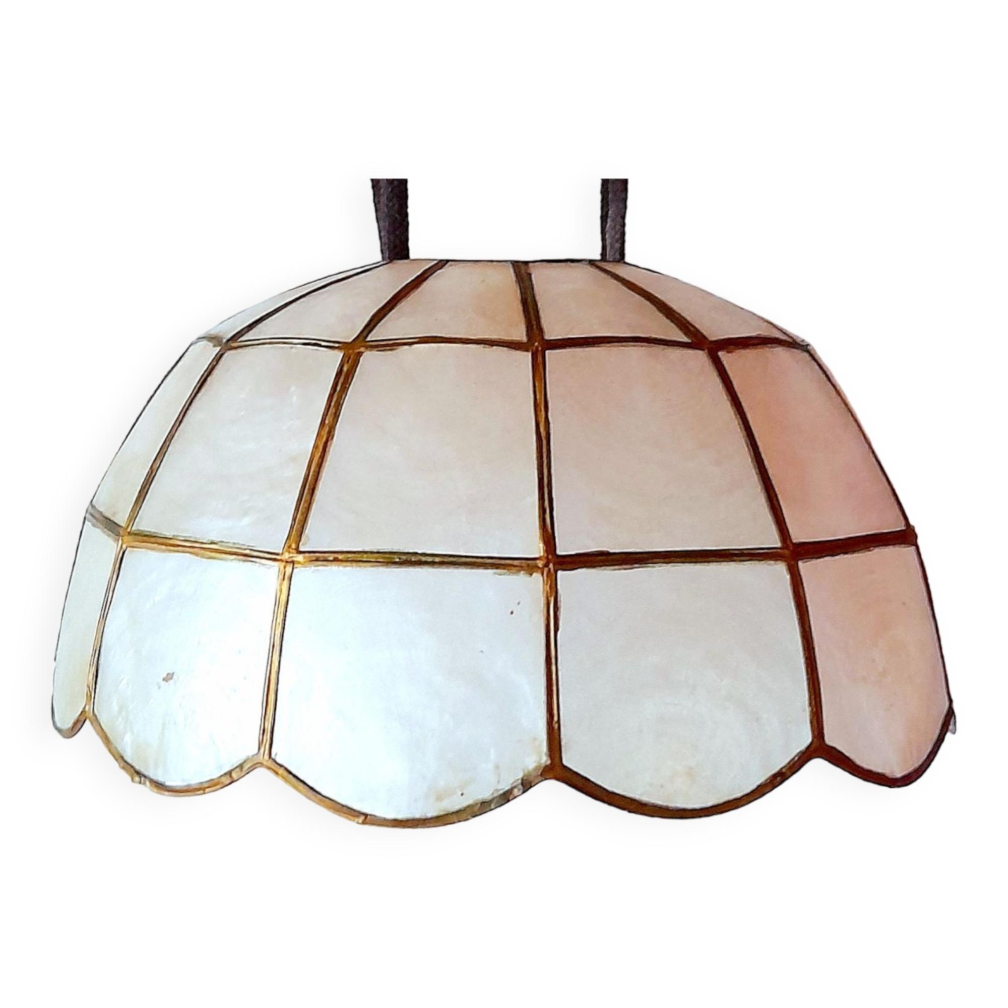 Lampshade in mother-of-pearl and brass
