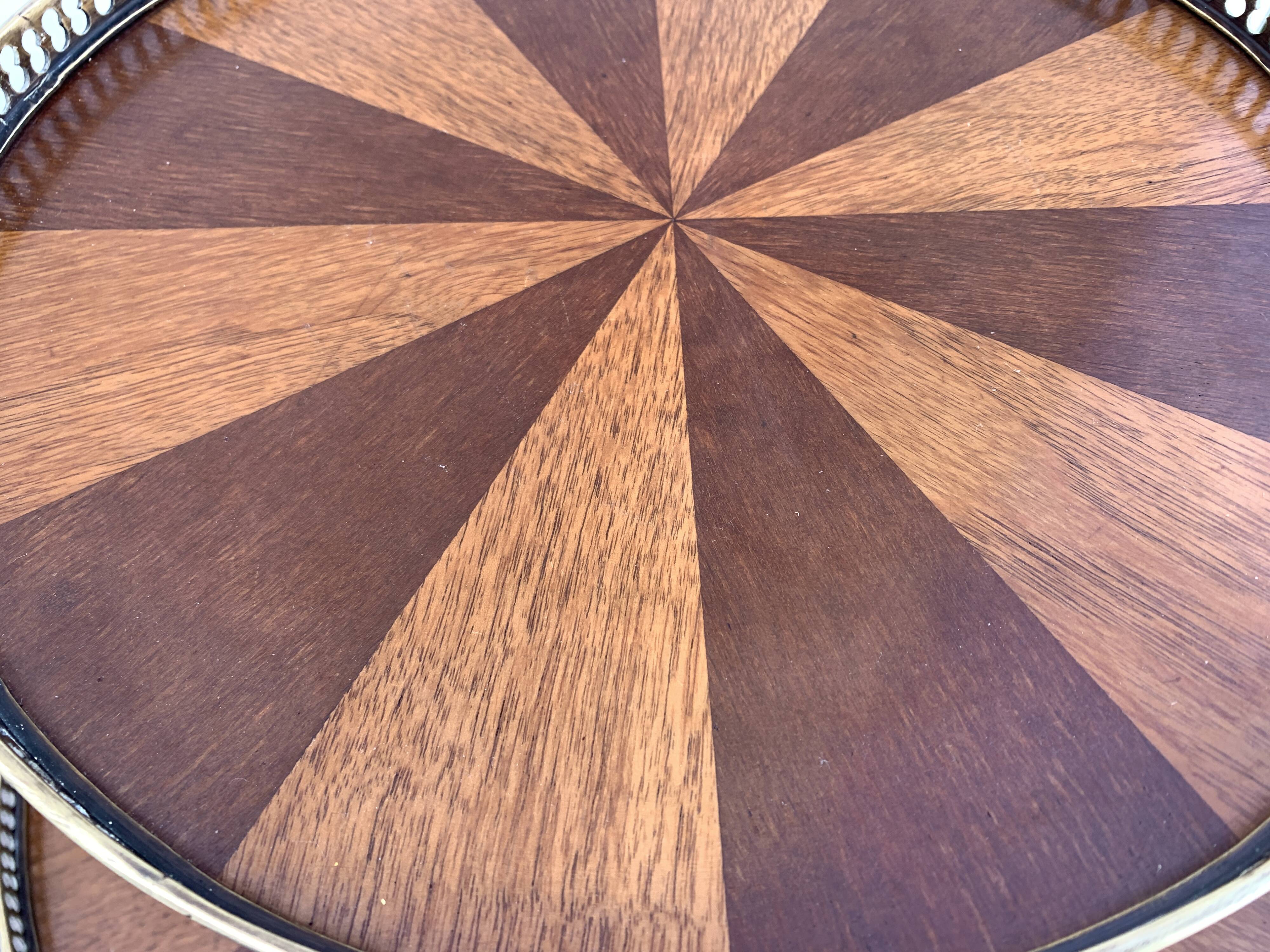 Late 19th century tripod pedestal table in wood marquetry