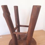 Pair of solid wood brutalist stools