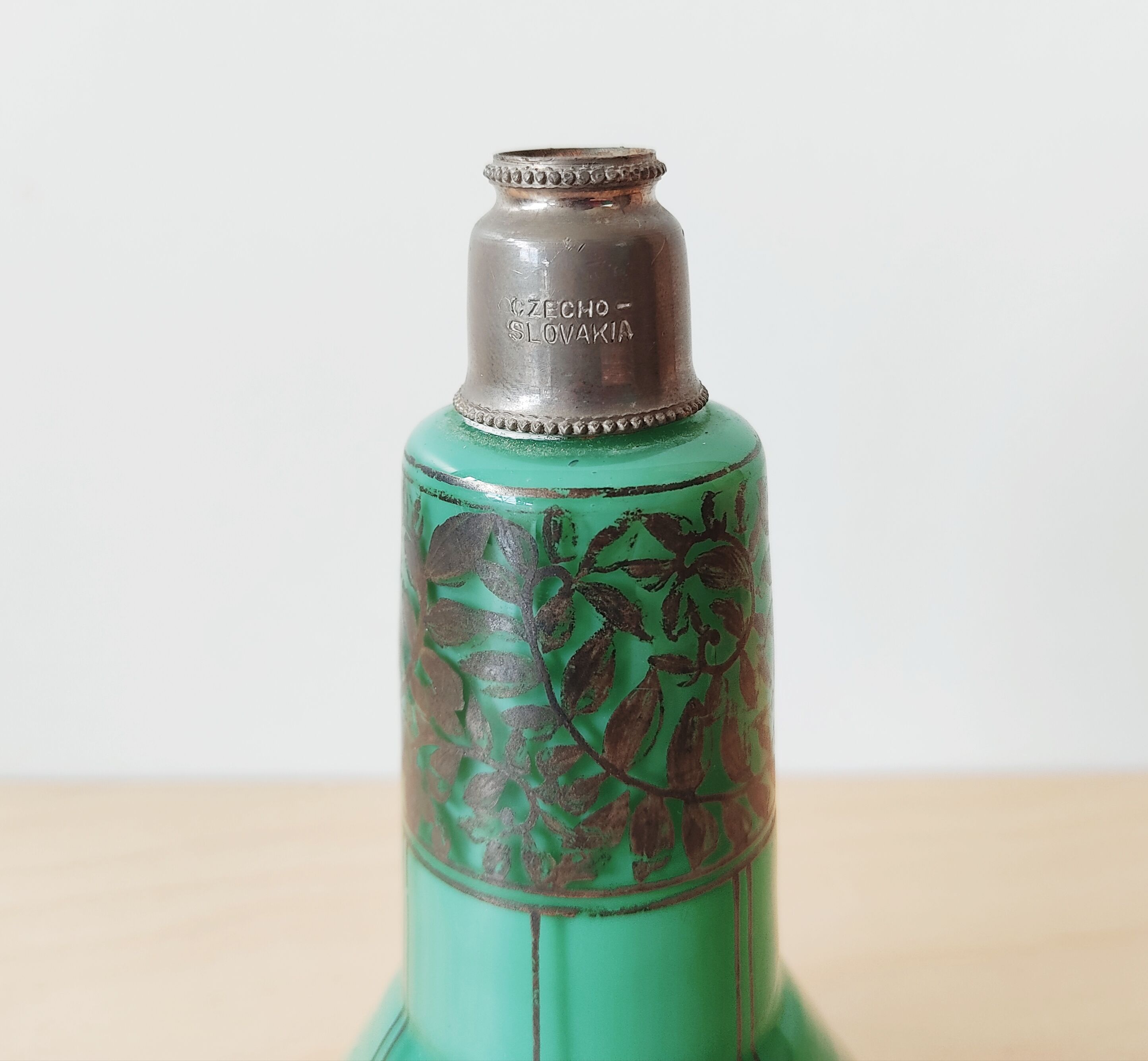 Hand-painted turquoise-lined glass vase