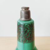Vase en verre doublé turquoise peint à la main