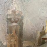 Painting by Jules Merle1939 "The roofs of snowy Paris" Notre Dame des Champs