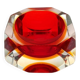 1960s square multifaceted ashtray or catch-all in Murano glass by Flavio Poli for Seguso. Made in Italy.