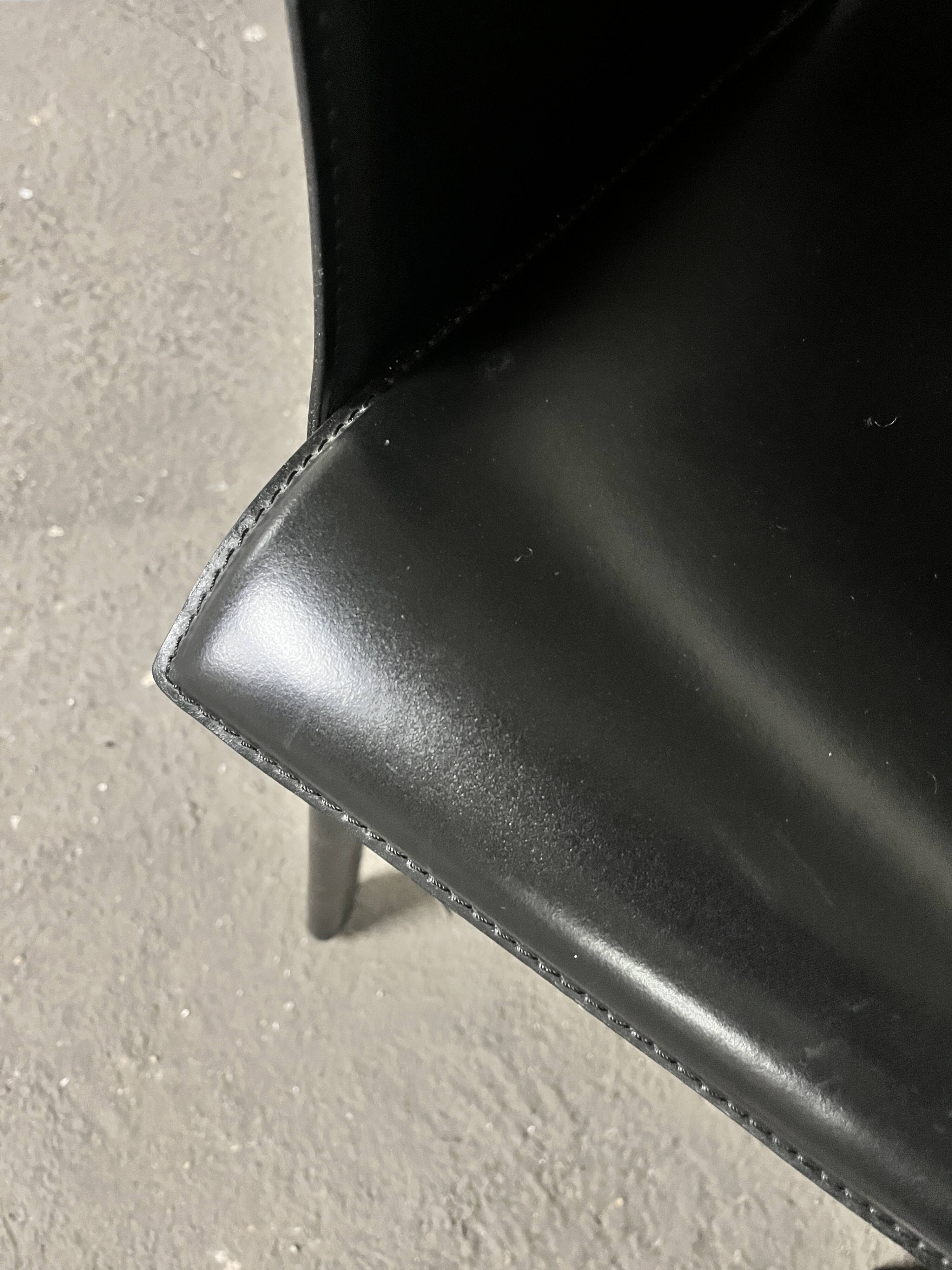 Office chair with armrests in thick black leather, Cattelan Italia