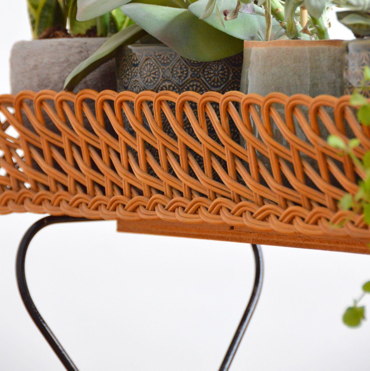 Rattan and metal plant holder 1960s