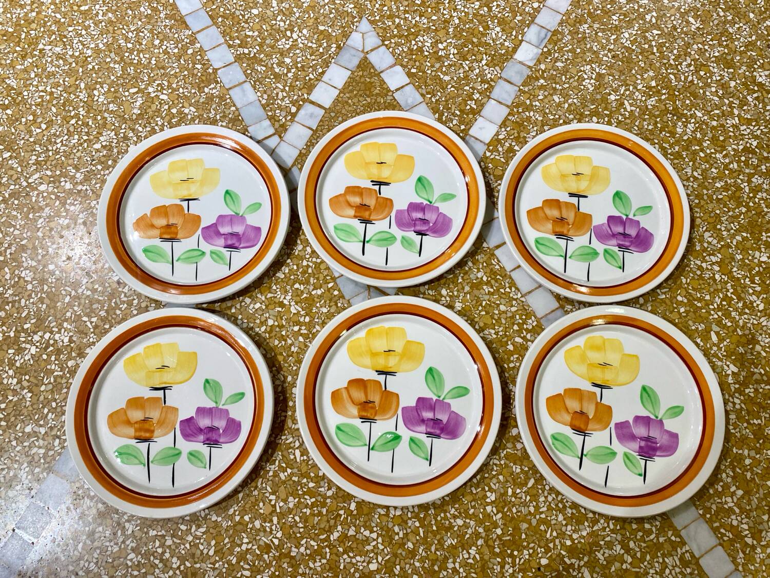 Set of 6 Anemone dessert plates from DIGOIN Sarreguemines