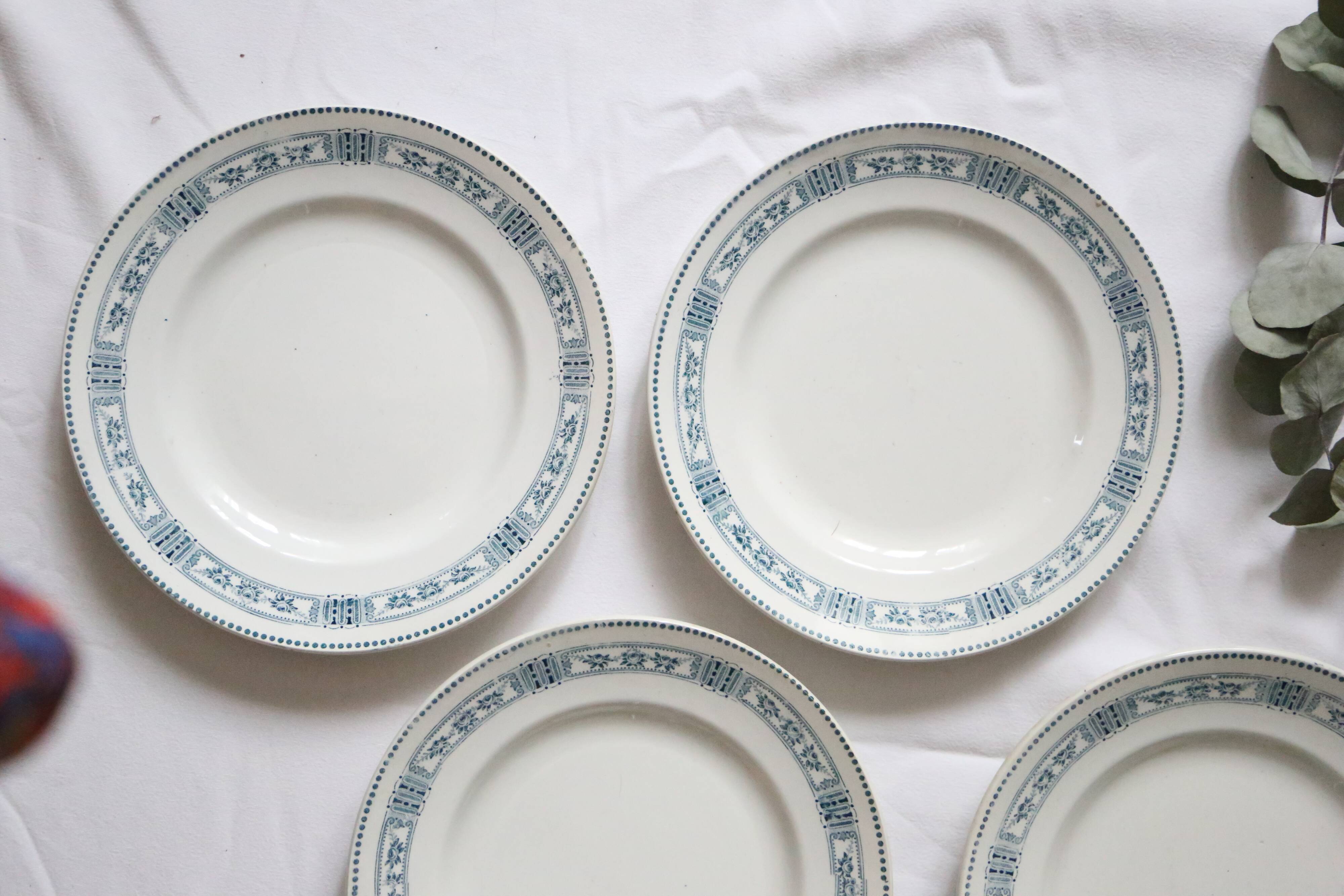 Flat plate x4, iron earth, Moulin des Loups, Motif Pasteur