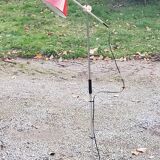 Designer reading lamp from the 70s in chrome and red lacquered sheet metal